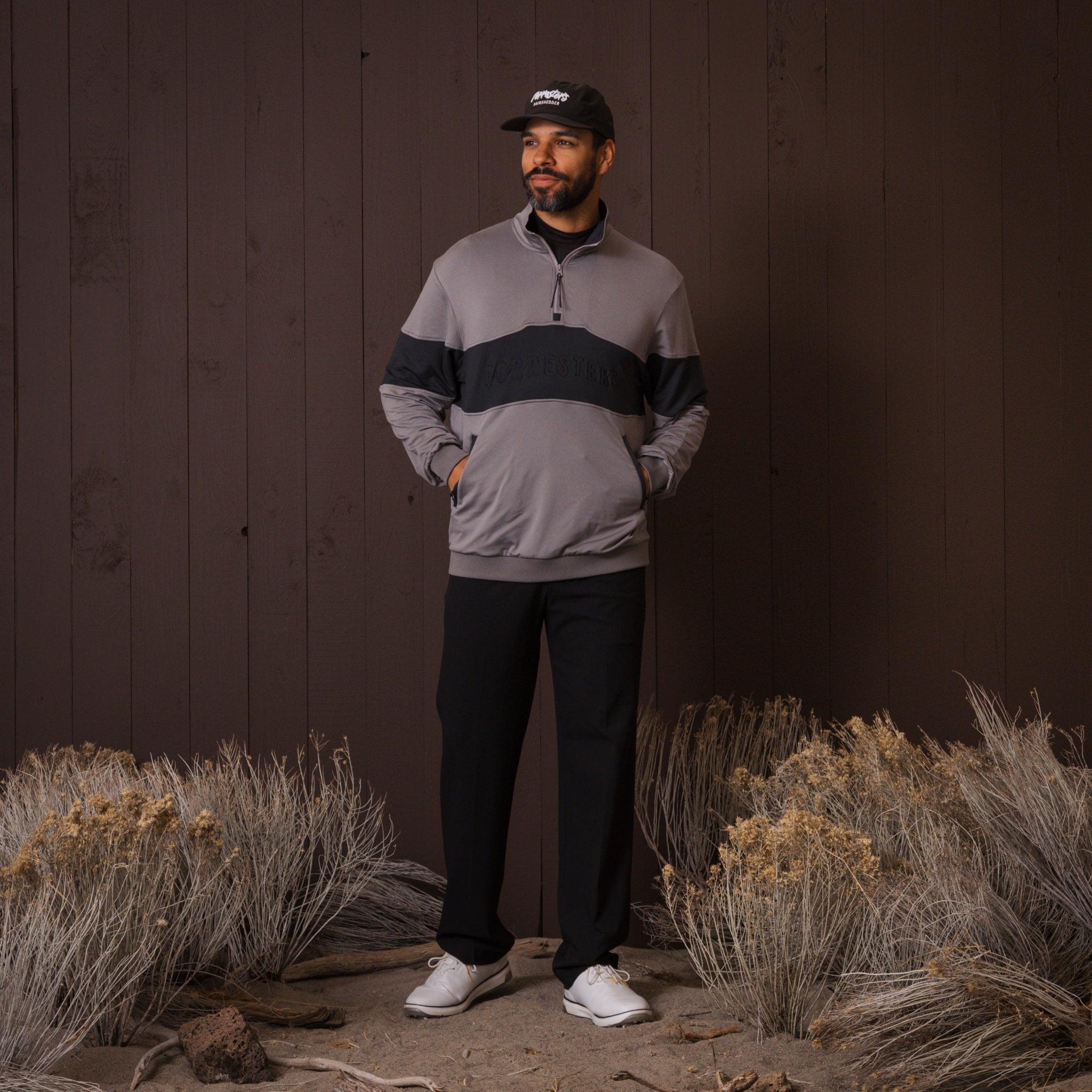 French Terry Quarter Zip - Brushed Nickel/Jet Black