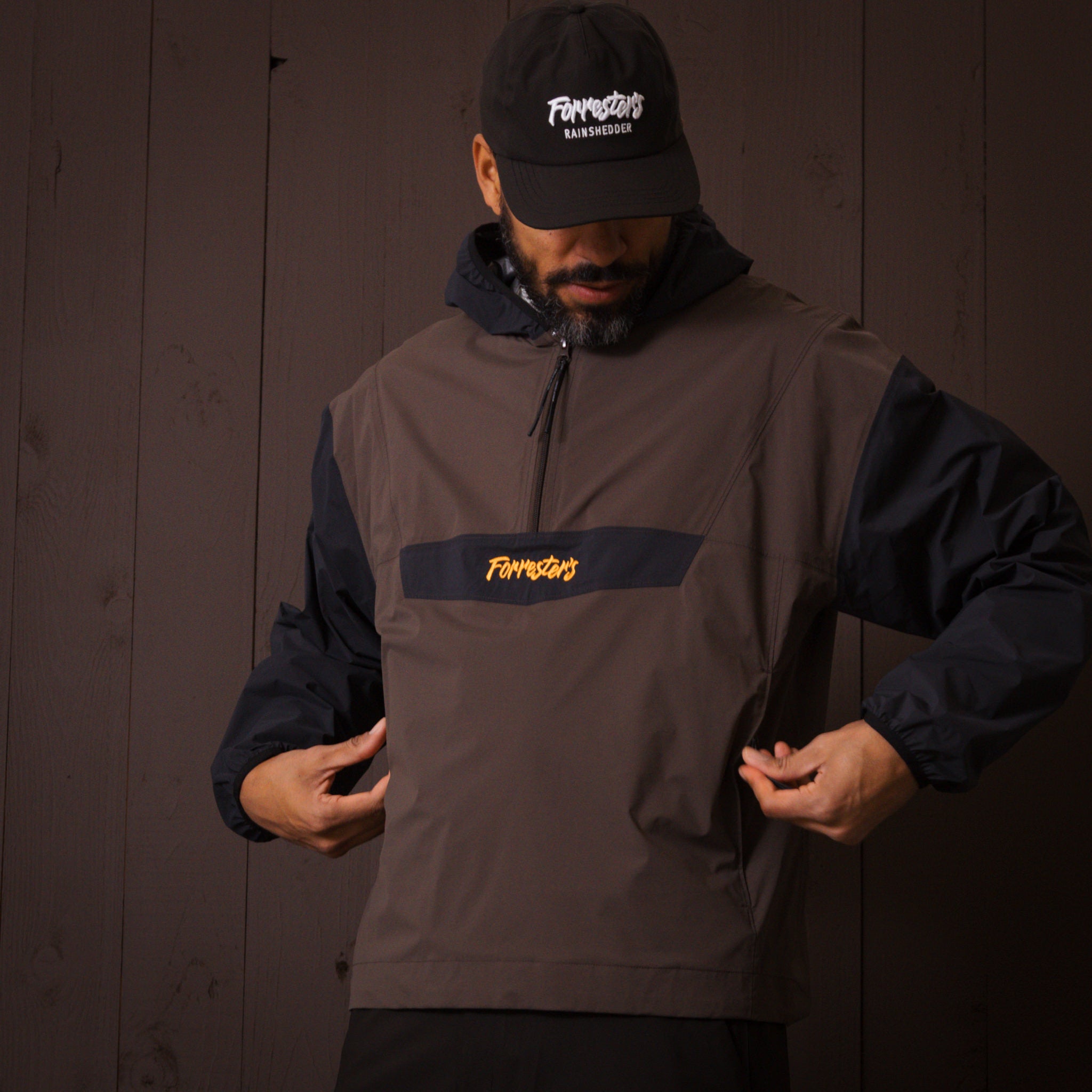Packable Rain Jacket - Timber Brown/Jet Black