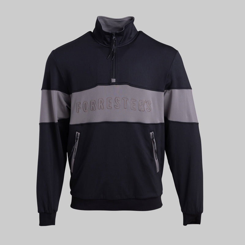 French Terry Quarter Zip - Jet Black/Brushed Nickel