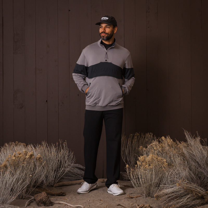 French Terry Quarter Zip - Brushed Nickel/Jet Black